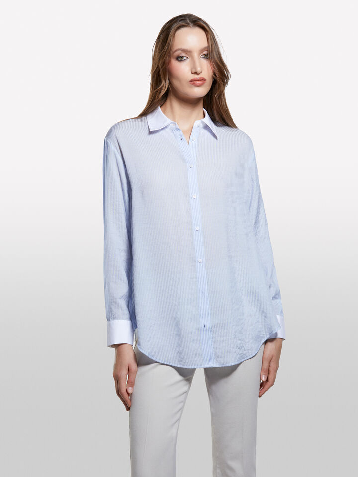 Light blue striped comfort fit shirt - women's shirts - Light Blue | Sisley image number 3